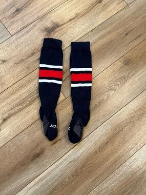 TCK Kids Navy Knee-High Softball 🥎 Socks with Red and White Stripes